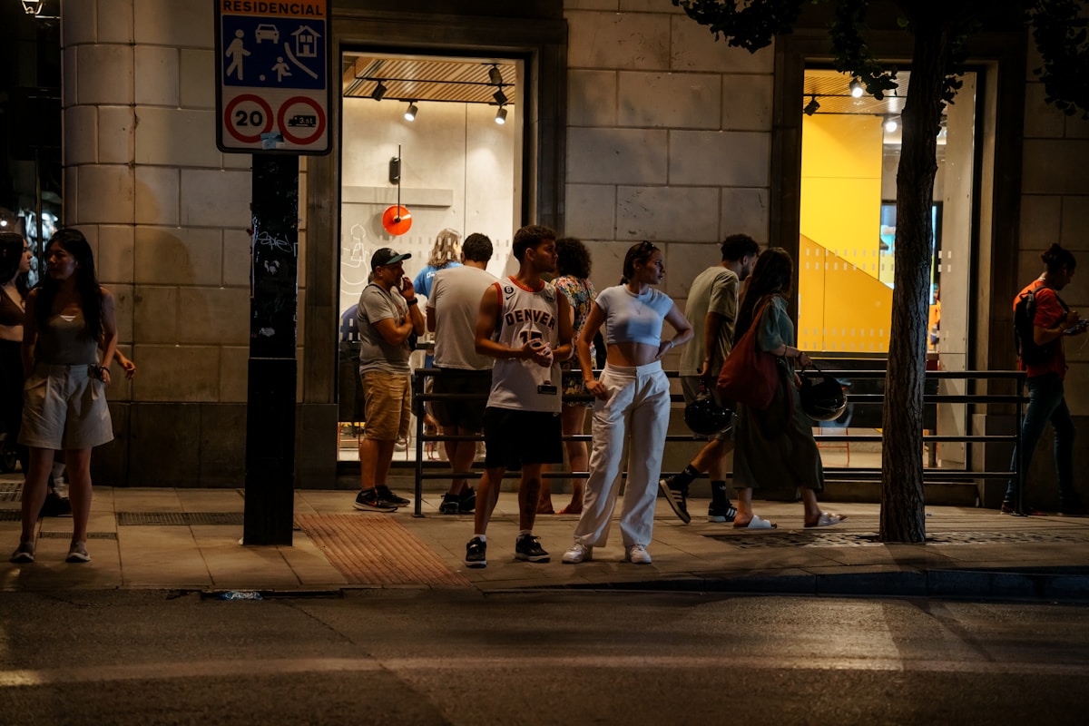 Barrio de las Letras at night